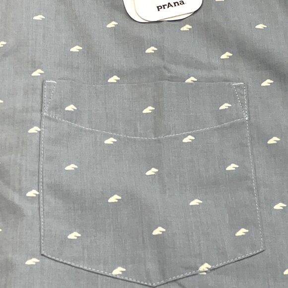 Prana NEW Tinline Shirt XXL Short Sleeve Quarry Cloud Slim Fit Organic Shirt - Picture 6 of 14